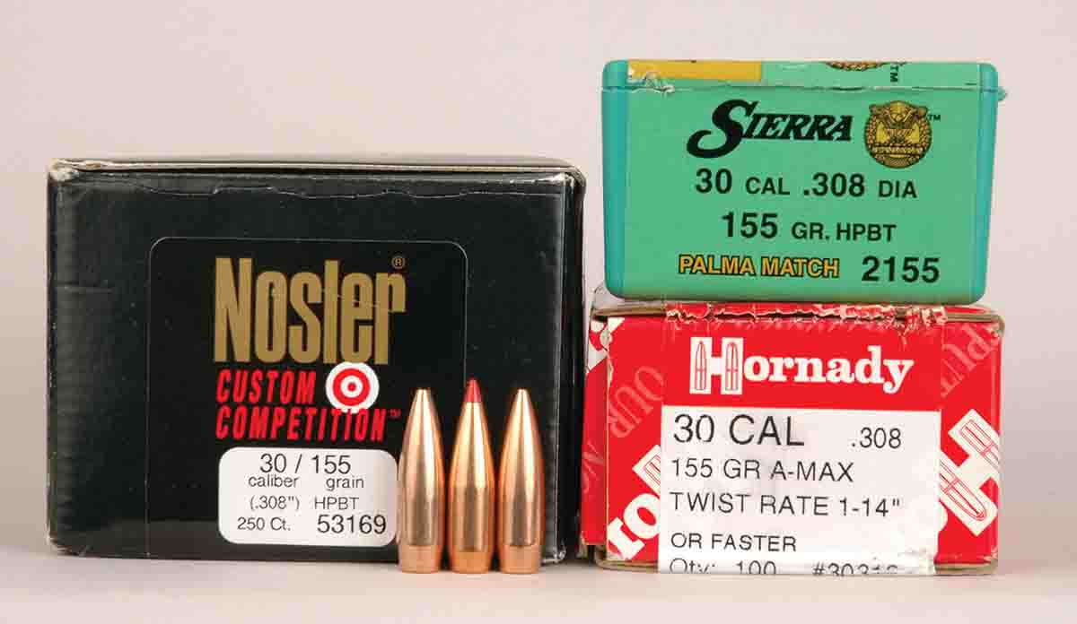 Whether with scoped semiautos or competition grade bolt actions, Mike recommends these 155-grain match bullets.